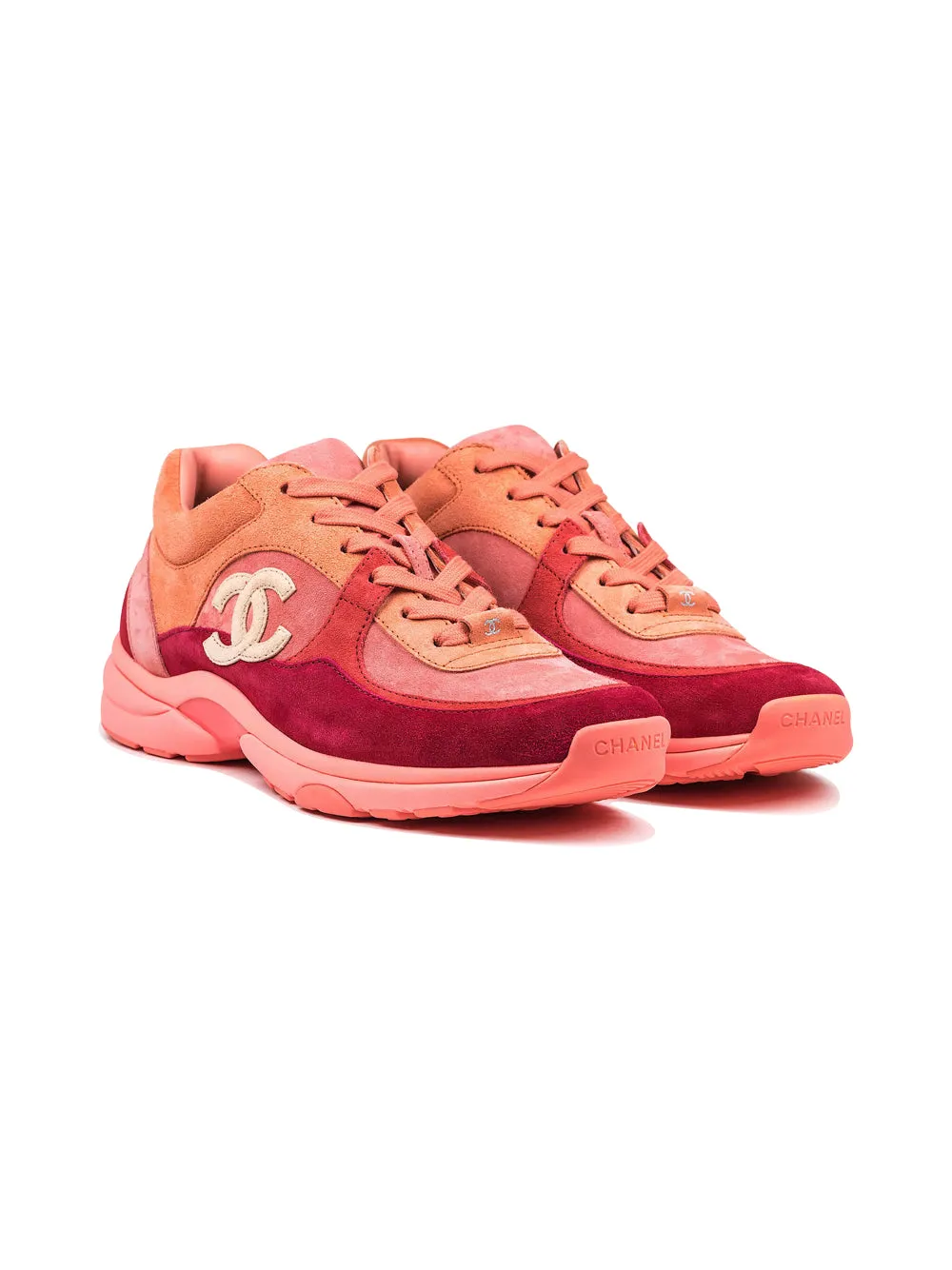 CHANEL CC LOGO COLORBLOCK SUEDE SNEAKERS