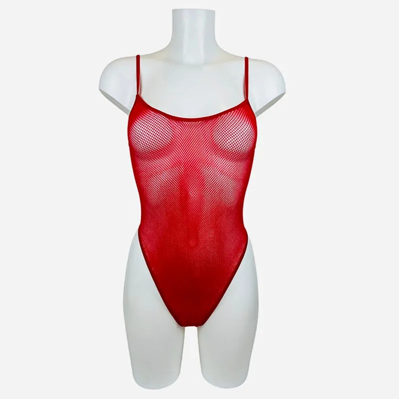 Classified Spaghetti Strap Fishnet Teddy