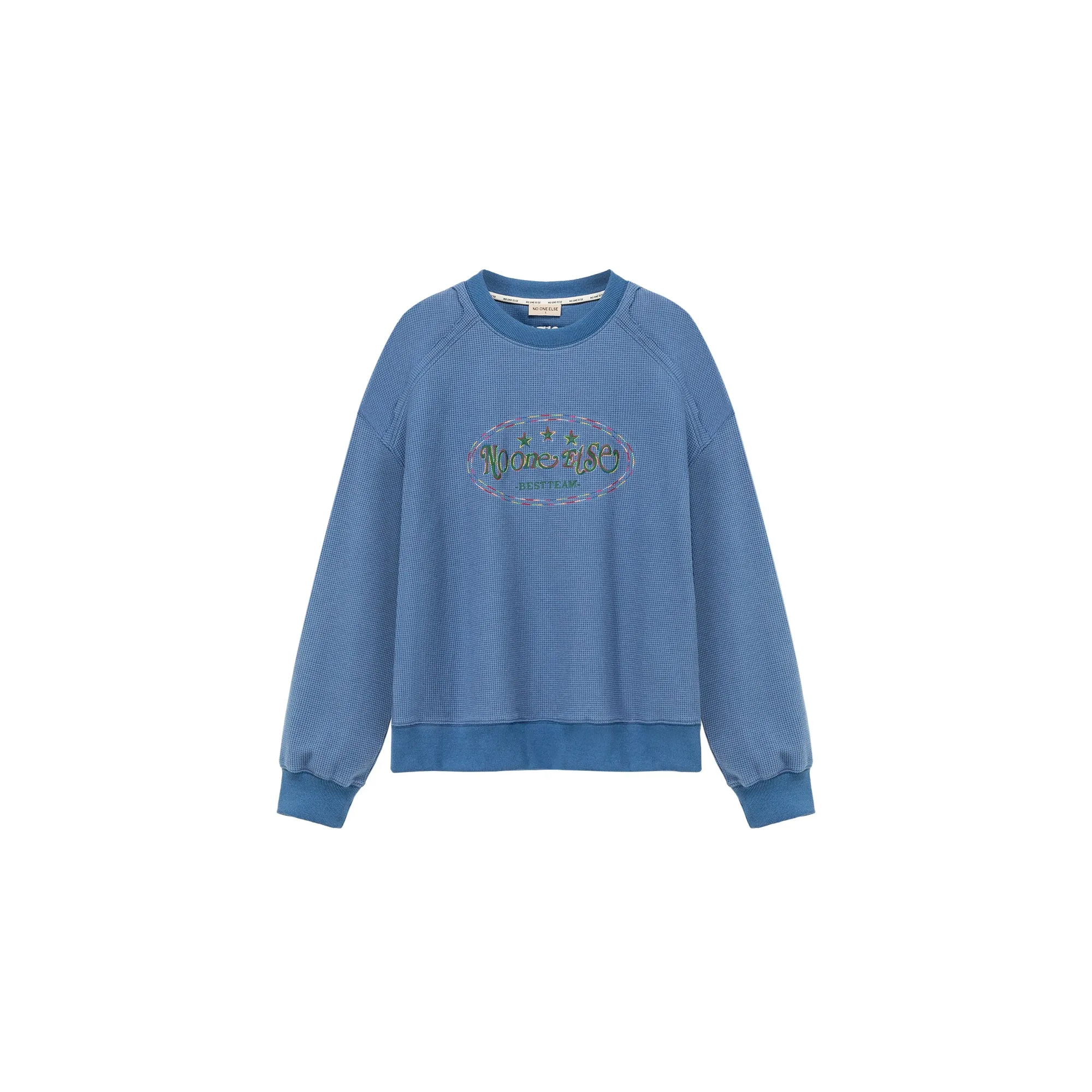 Color Embroidery Waffle Logo Sweatshirt