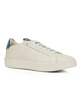 Colorblock Leather Sneaker in White and Blue