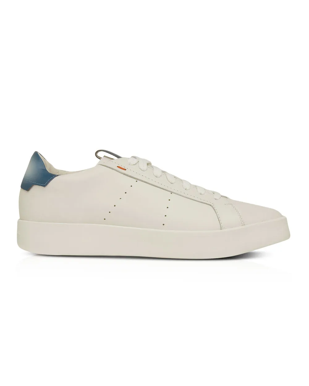 Colorblock Leather Sneaker in White and Blue