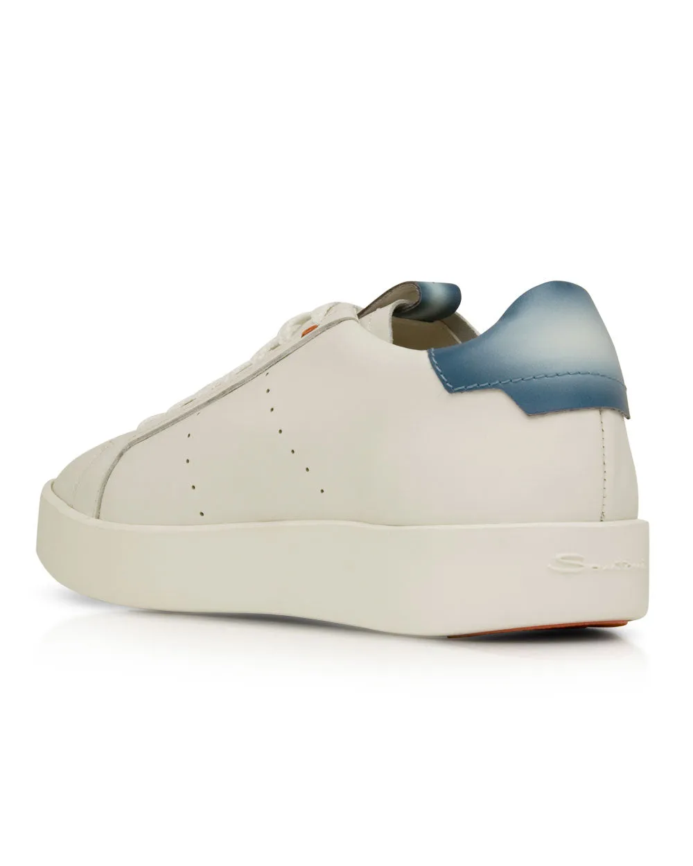 Colorblock Leather Sneaker in White and Blue
