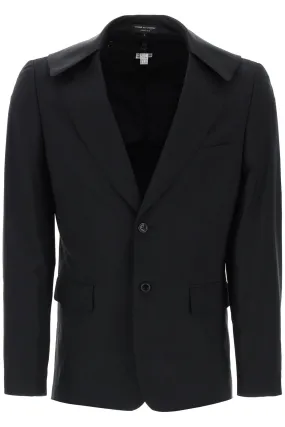 Comme des garcons homme plus satin collar blazer with eight PM J055 BLACK X BLACK