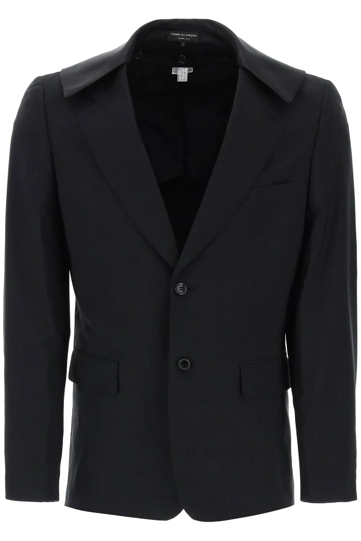Comme des garcons homme plus satin collar blazer with eight PM J055 BLACK X BLACK