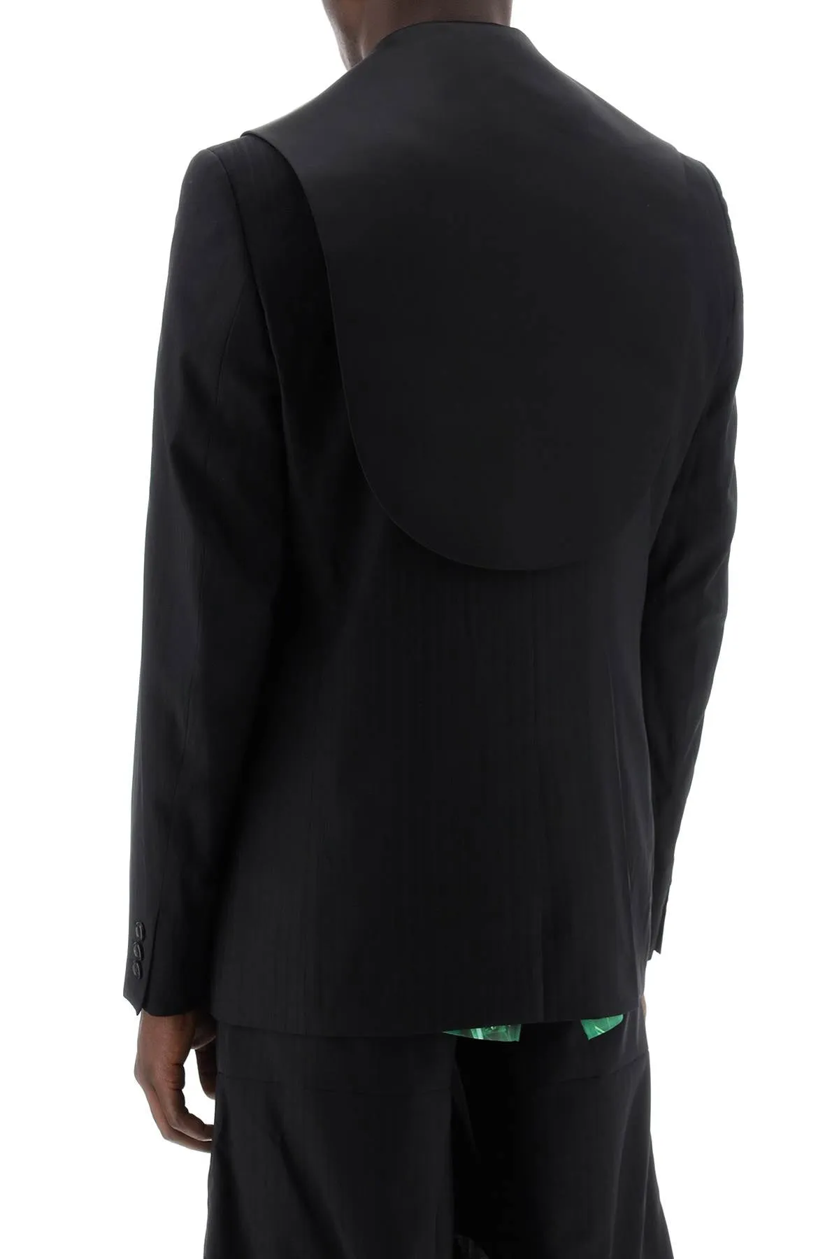 Comme des garcons homme plus satin collar blazer with eight PM J055 BLACK X BLACK