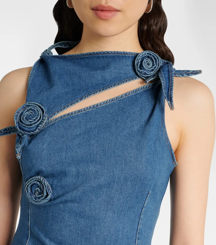 Coperni Floral asymmetric denim minidress