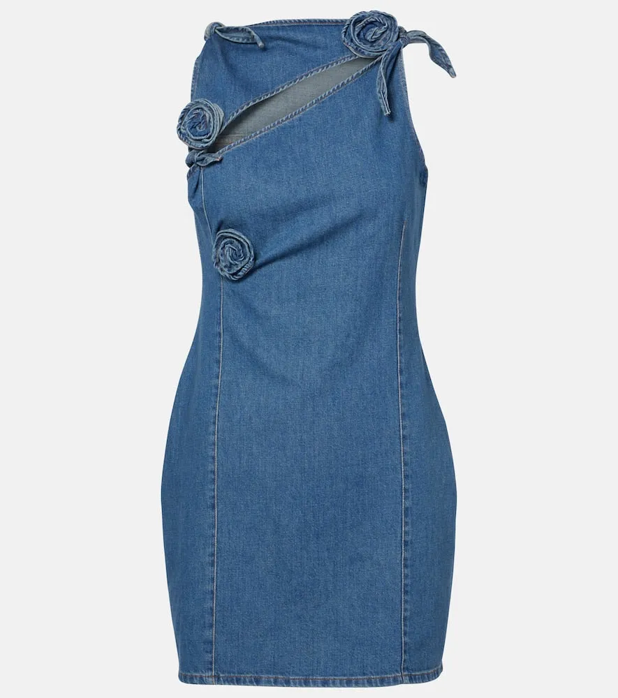 Coperni Floral asymmetric denim minidress