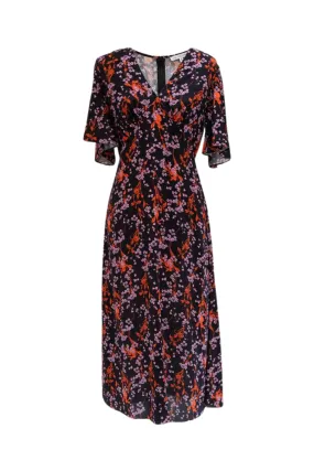 Delphi V Front Dress in Pink Floral