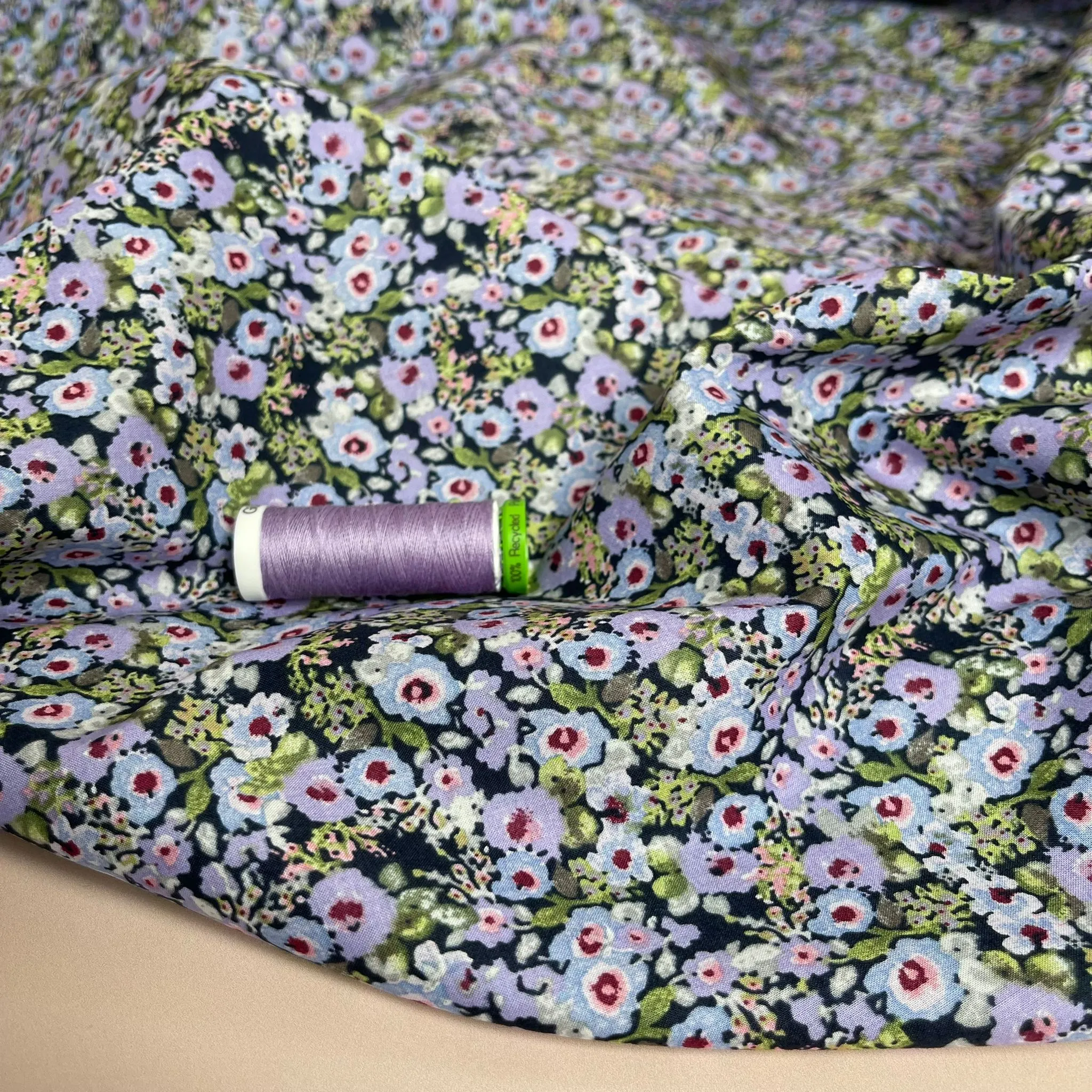 Ditsy Meadow Lilac Cotton Lawn Fabric