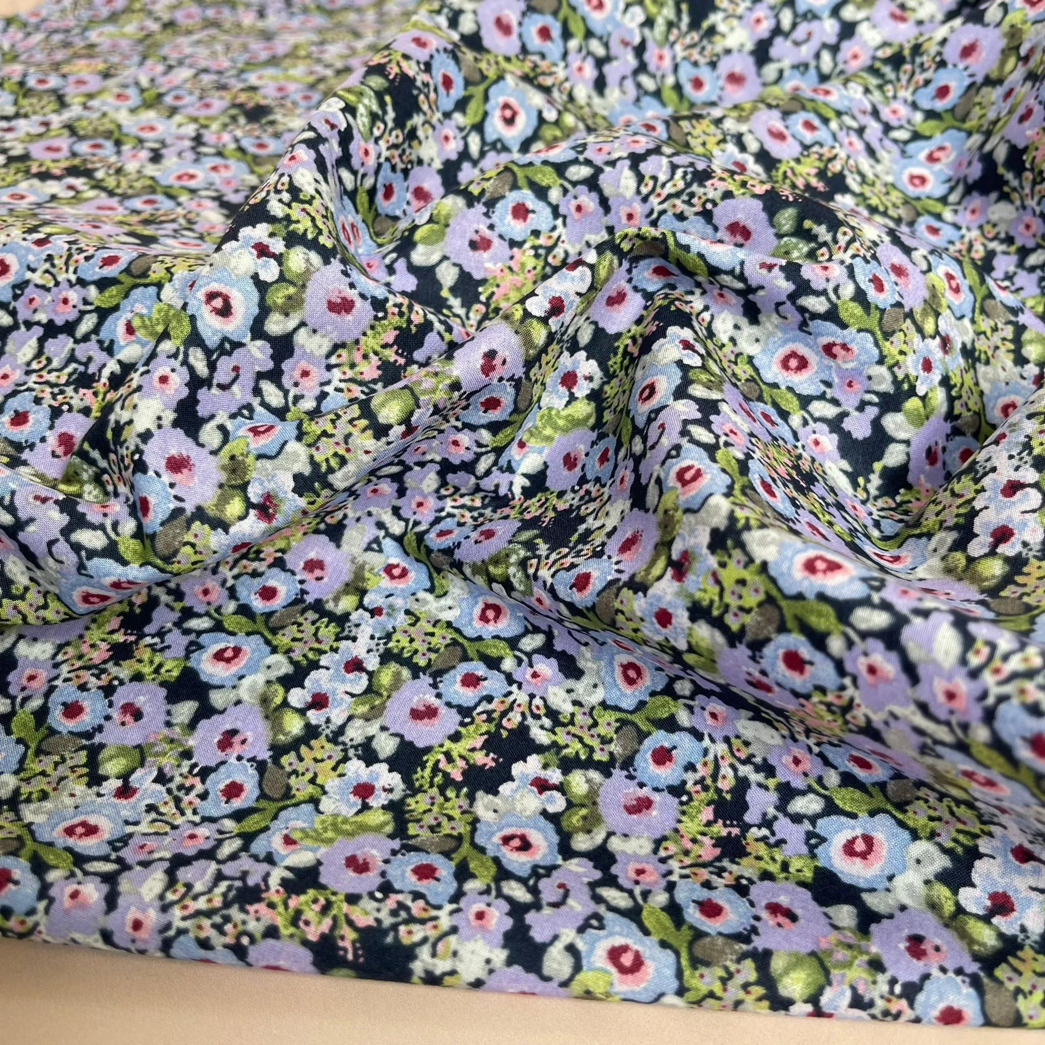 Ditsy Meadow Lilac Cotton Lawn Fabric