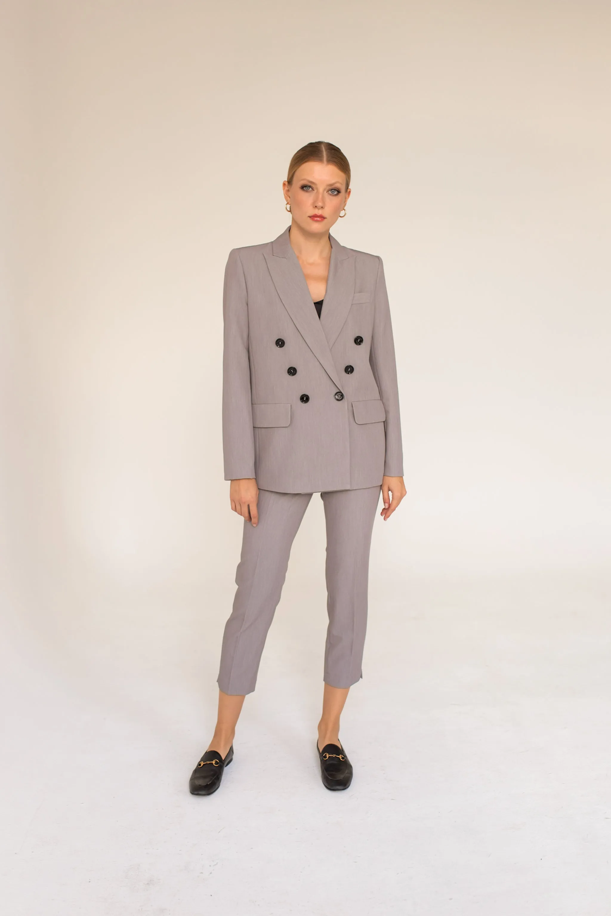 Double-Breasted Blazer - Gray