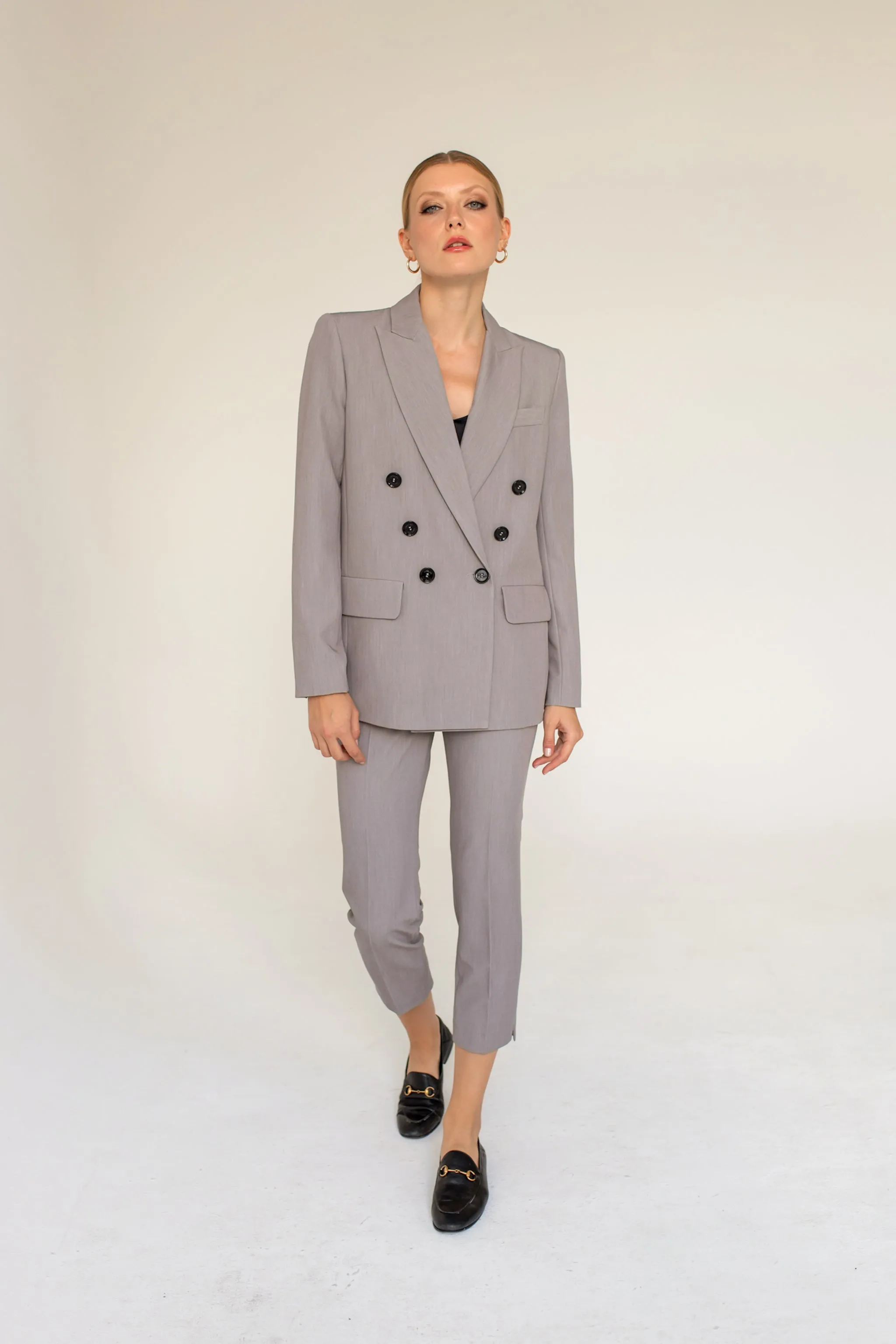 Double-Breasted Blazer - Gray