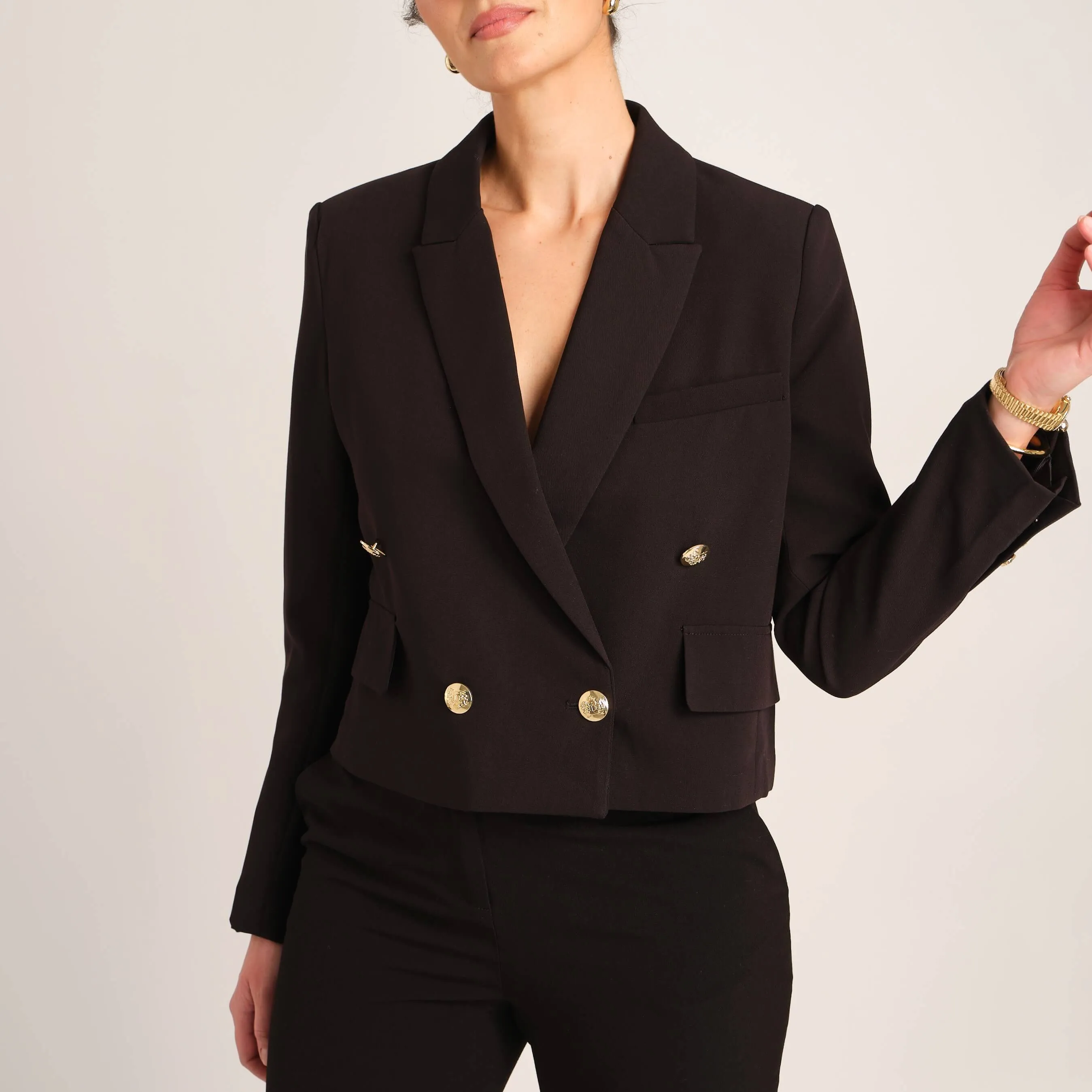 Double Breasted Cropped Blazer