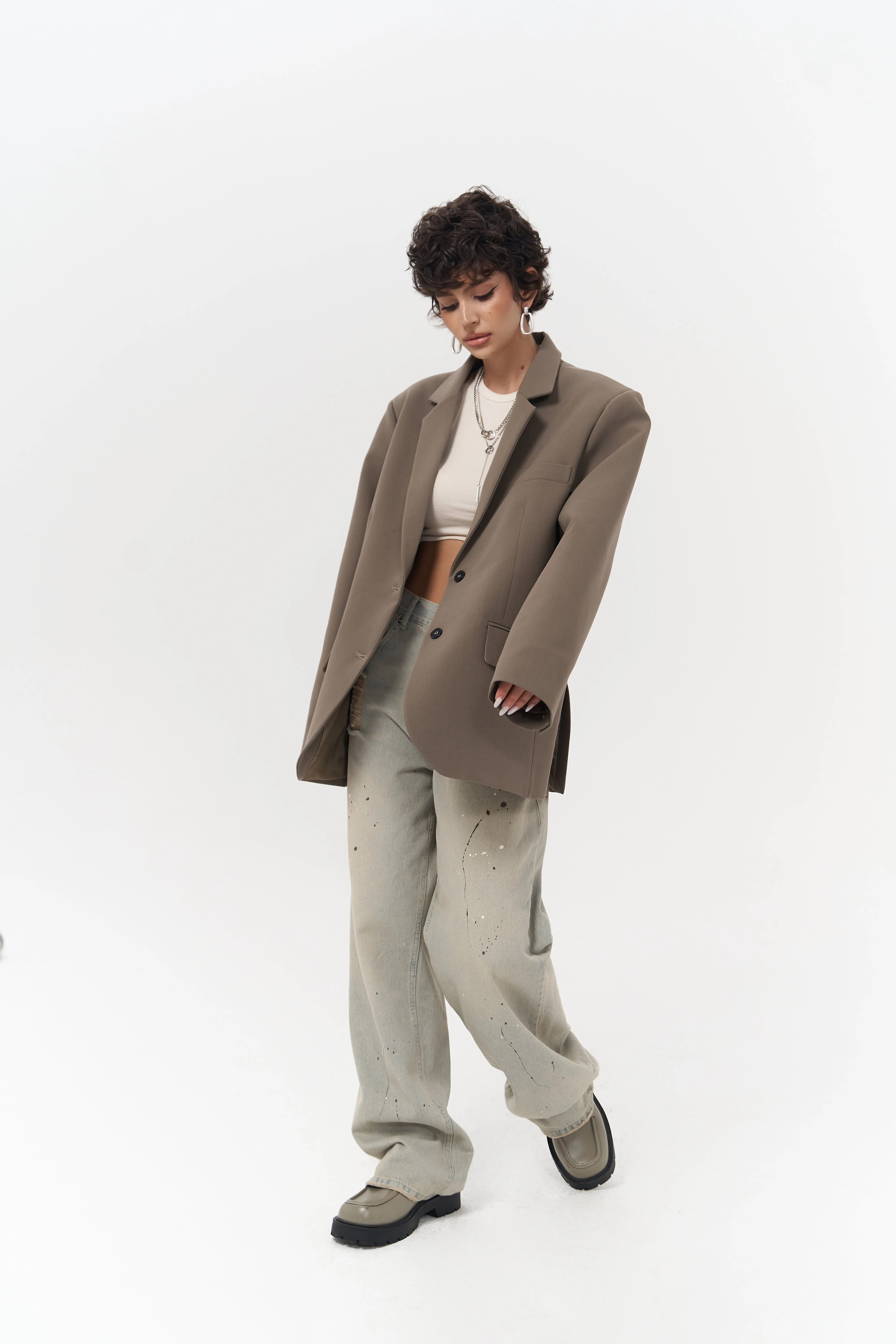 Double-Button Slit Back Blazer