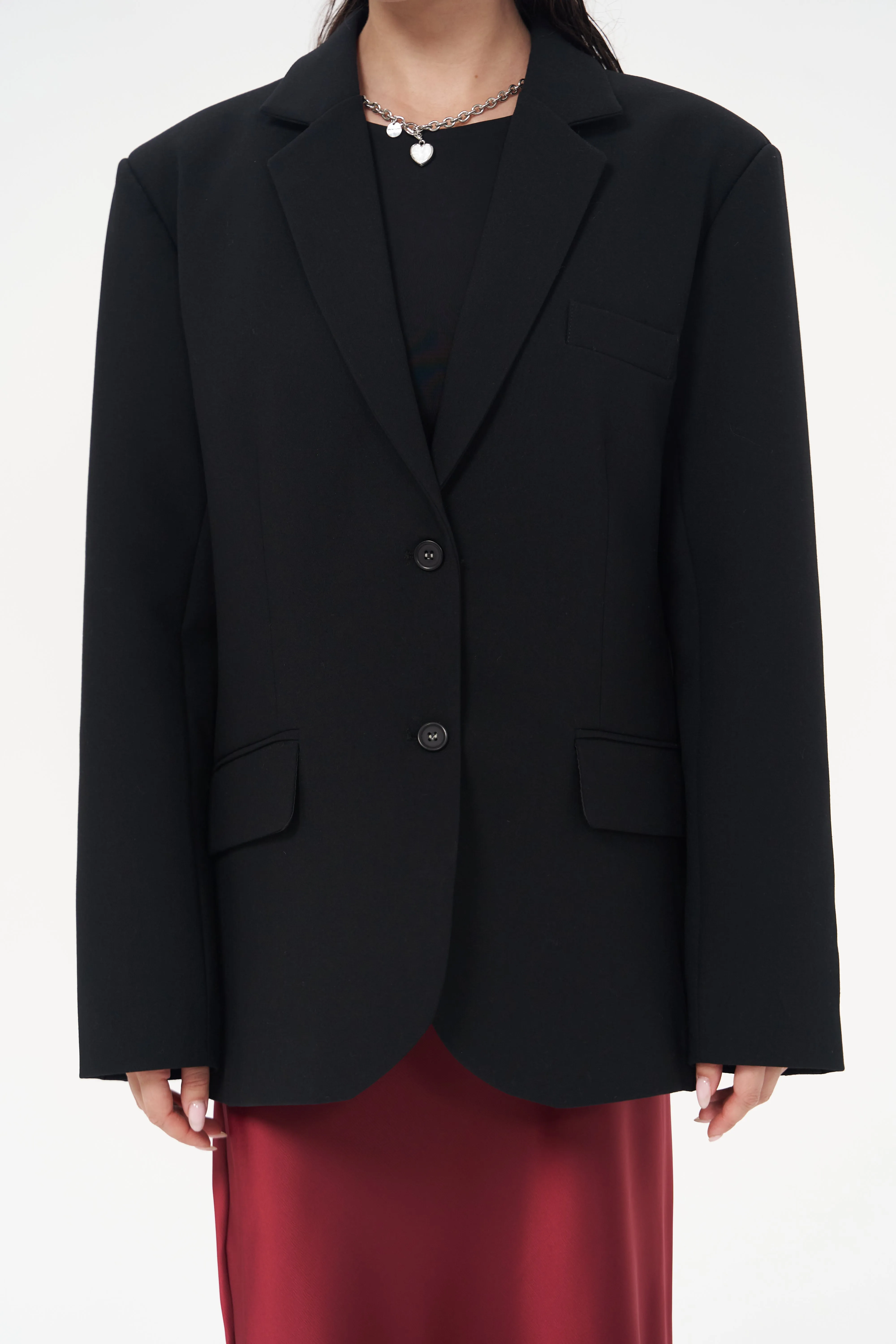 Double-Button Slit Back Blazer
