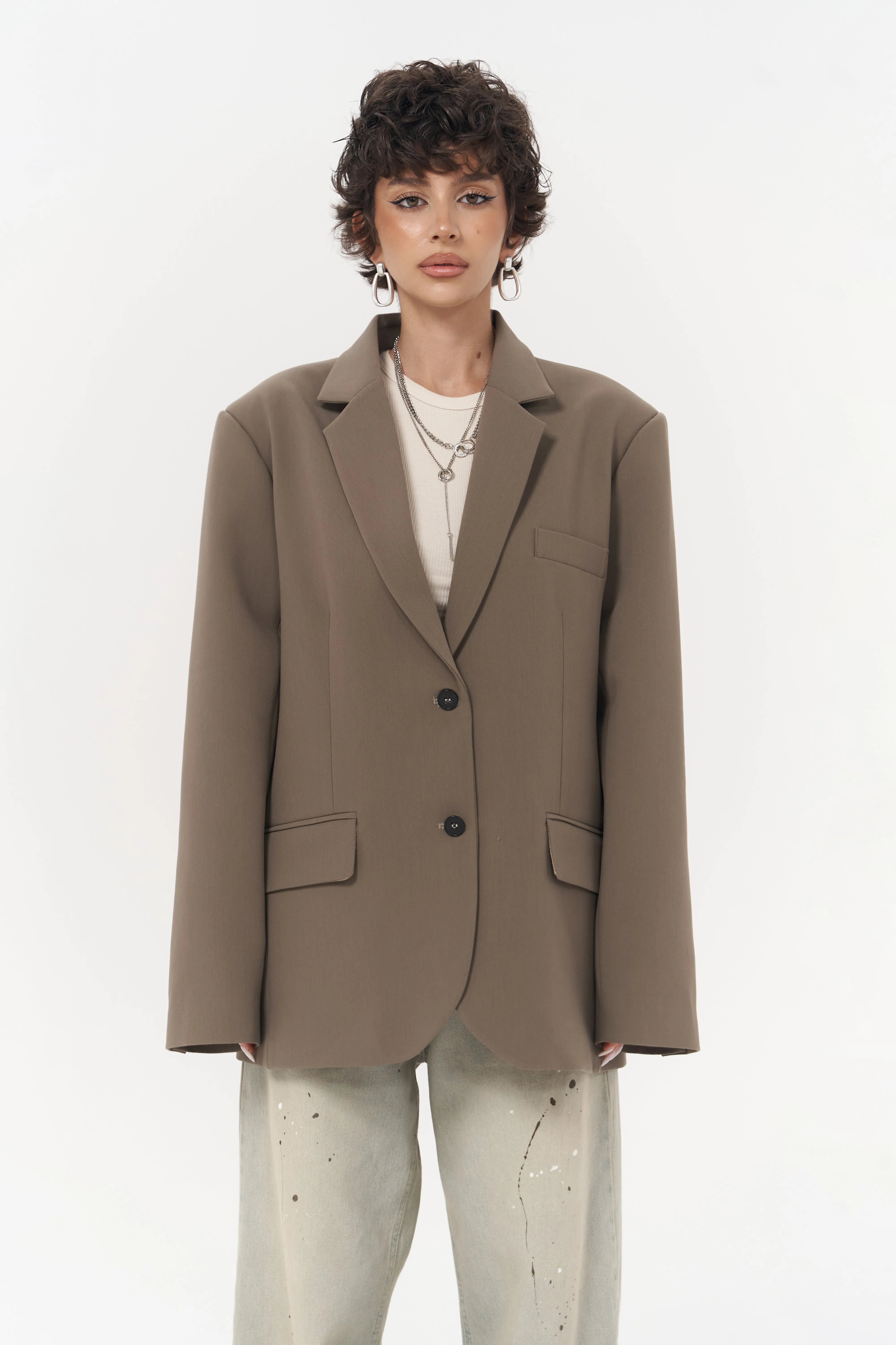 Double-Button Slit Back Blazer