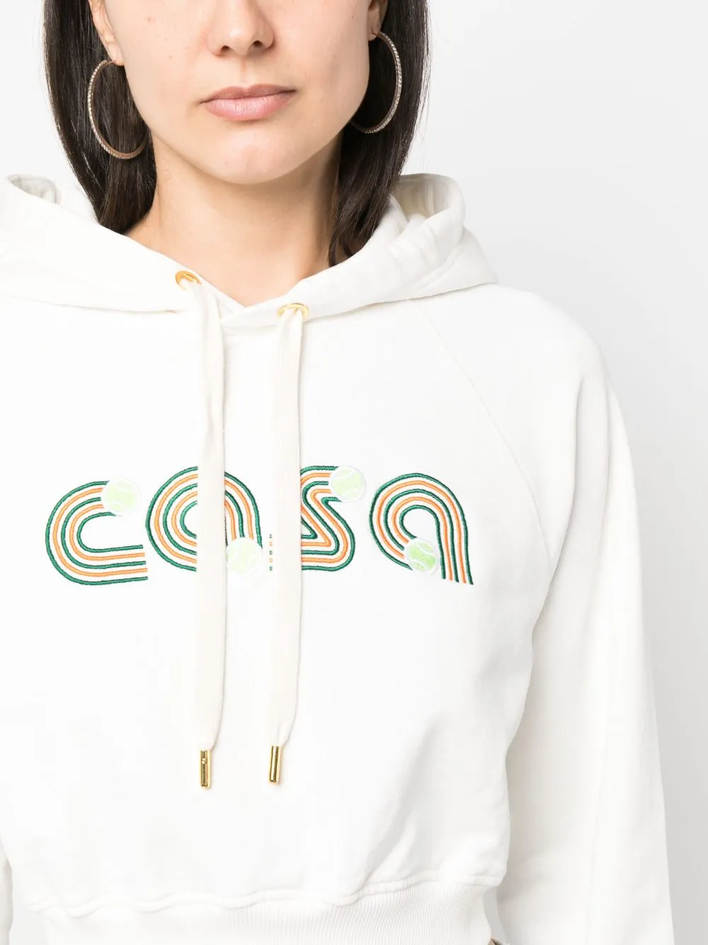 embroidered-logo drawstring hoodie