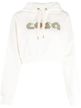 embroidered-logo drawstring hoodie