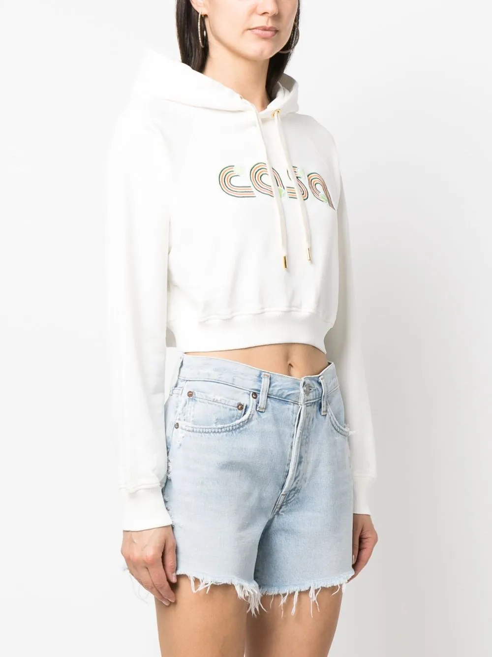 embroidered-logo drawstring hoodie
