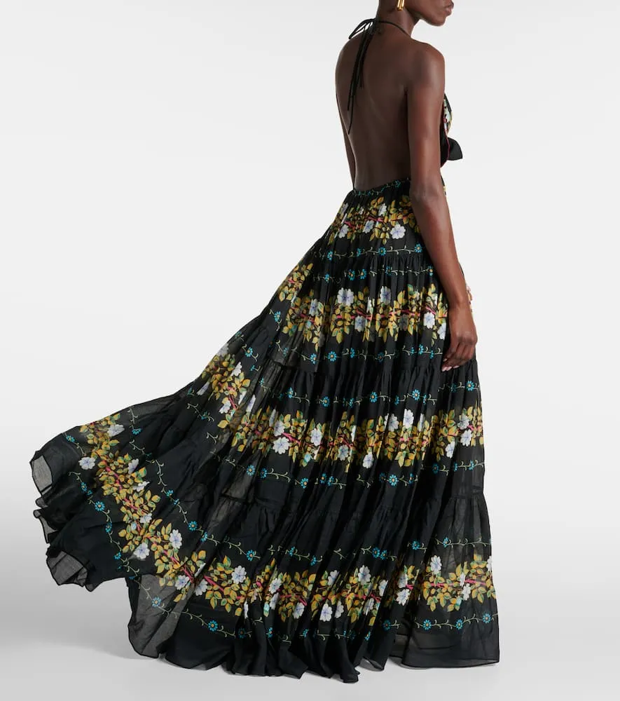 Etro Floral tiered cotton gown