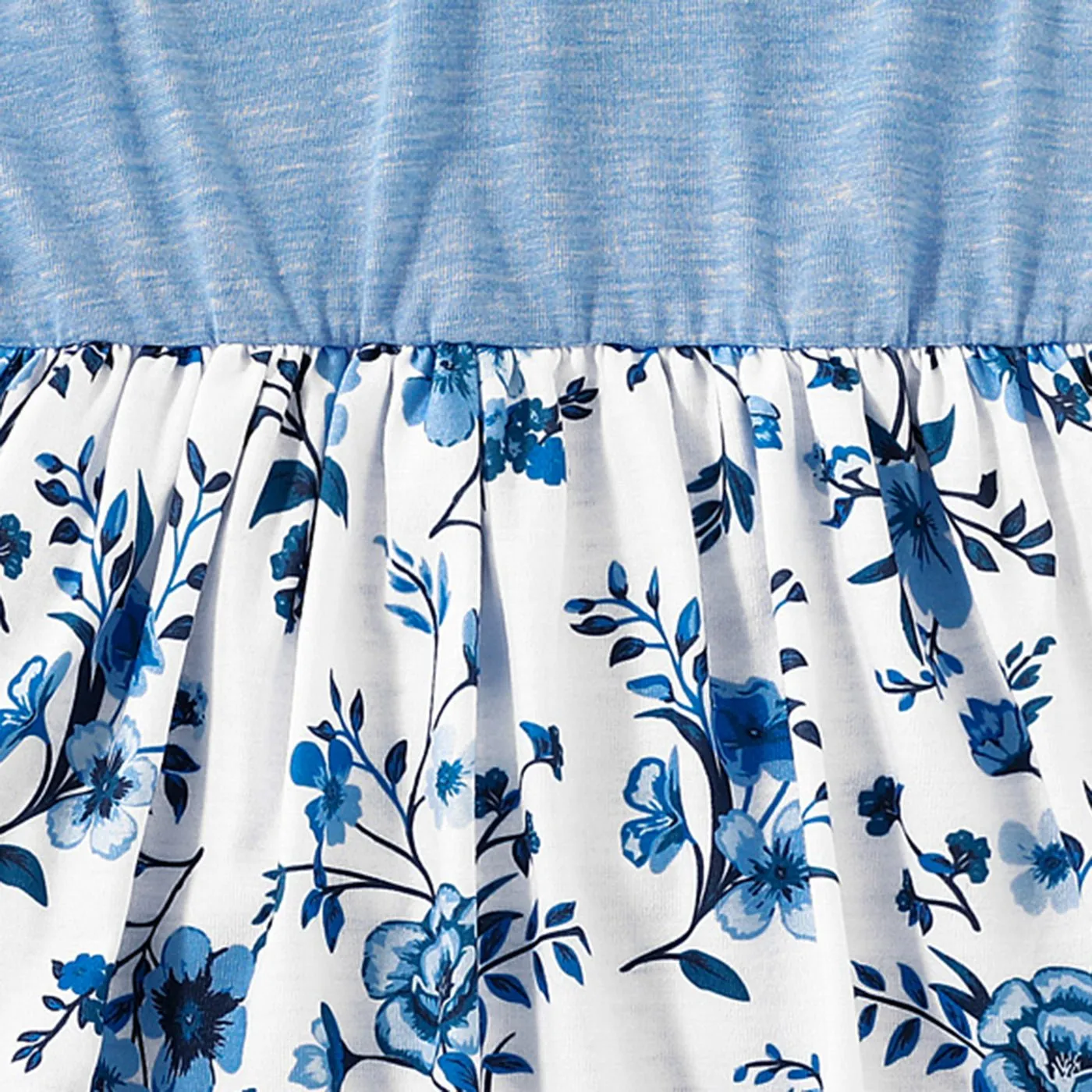 Family Matching Floral Print High Low Hem Flutter-sleeve Spliced Naia? Dresses and Short-sleeve Striped T-shirts Sets
