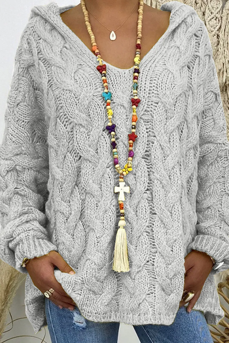 Fashion Street Classic Solid Patchwork Hooded Collar Sweaters(16 Colors)