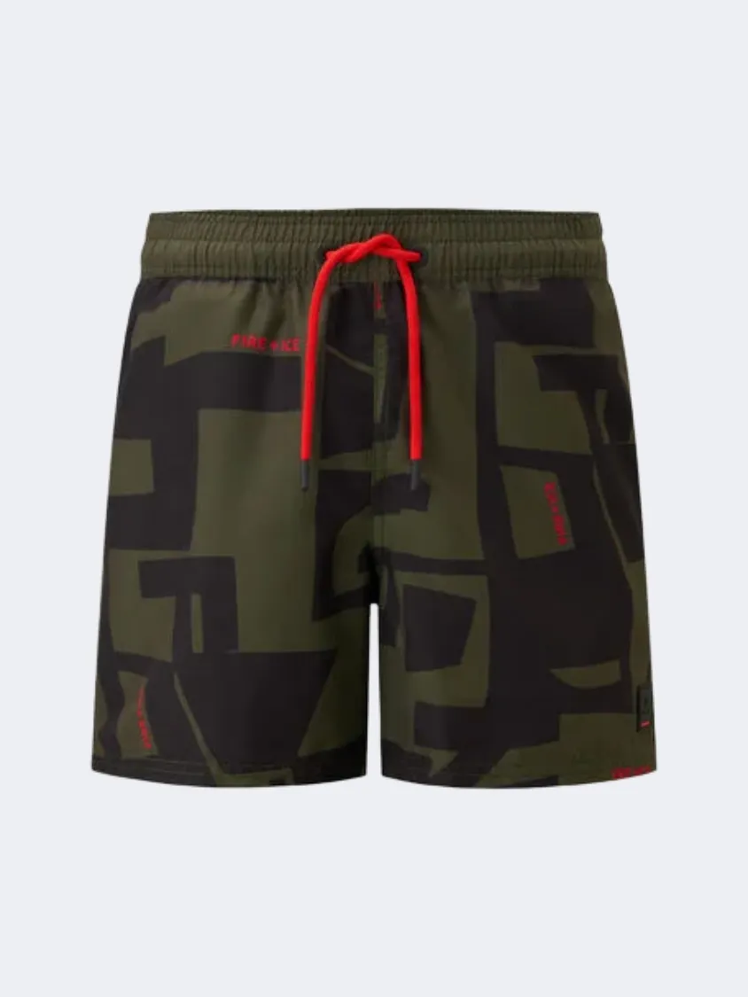 Fire And Ice Nelson  Men Beach Swim Short Olive Green/Black