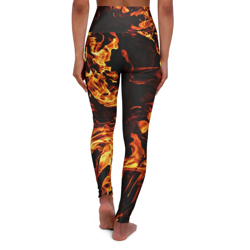 fire flames High Waisted Yoga Leggings