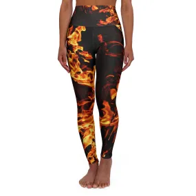 fire flames High Waisted Yoga Leggings