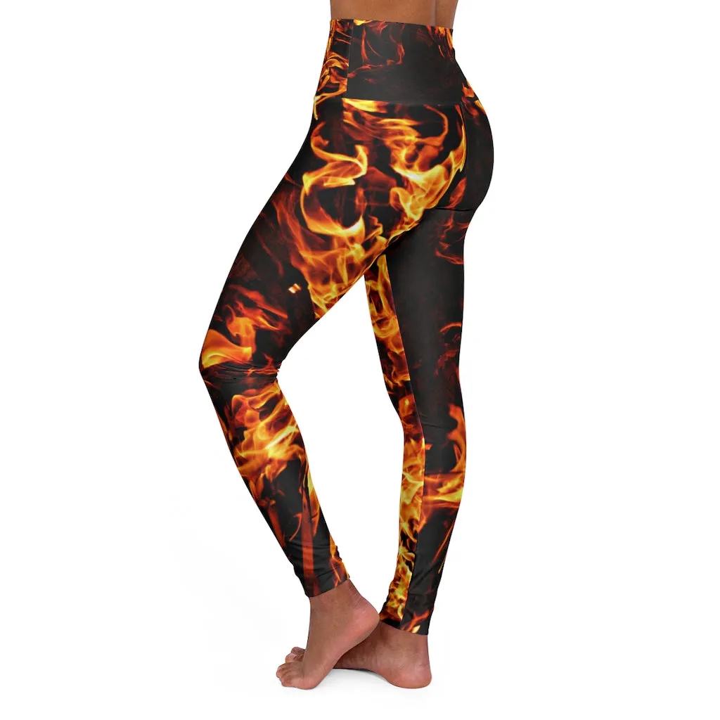 fire flames High Waisted Yoga Leggings