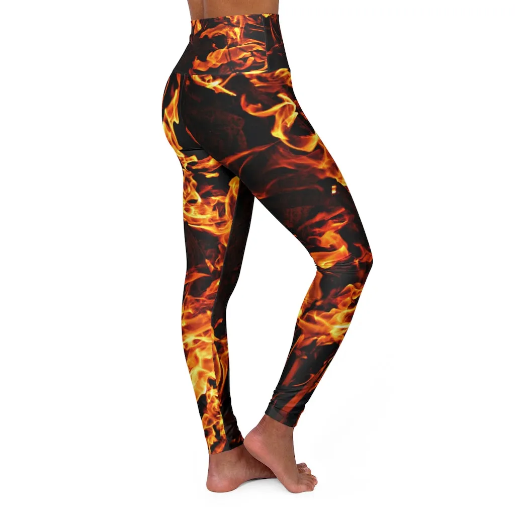 fire flames High Waisted Yoga Leggings