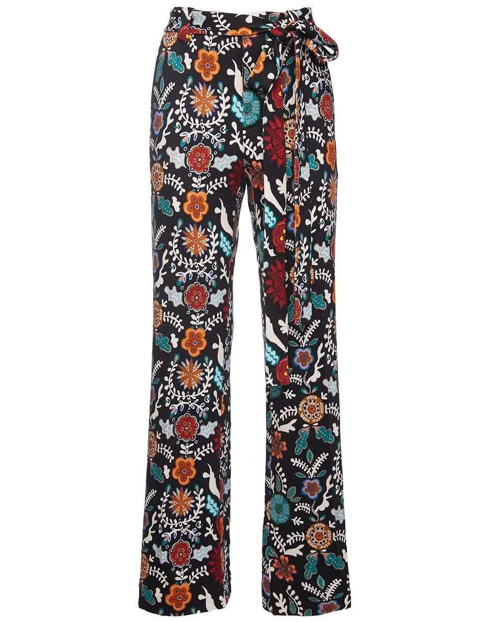 Fire Flower in Punto Milano Jersey Slit Pants