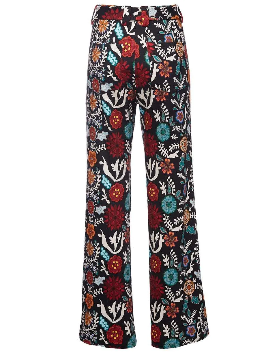 Fire Flower in Punto Milano Jersey Slit Pants