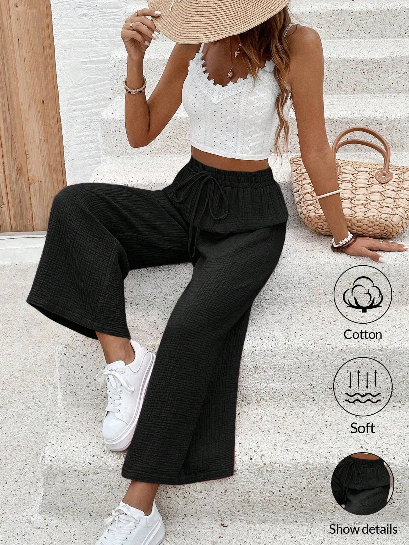Frenchy Ladies' Solid Color Summer Camisole And Casual Pants Set,Summer Sets,Summer Clothes