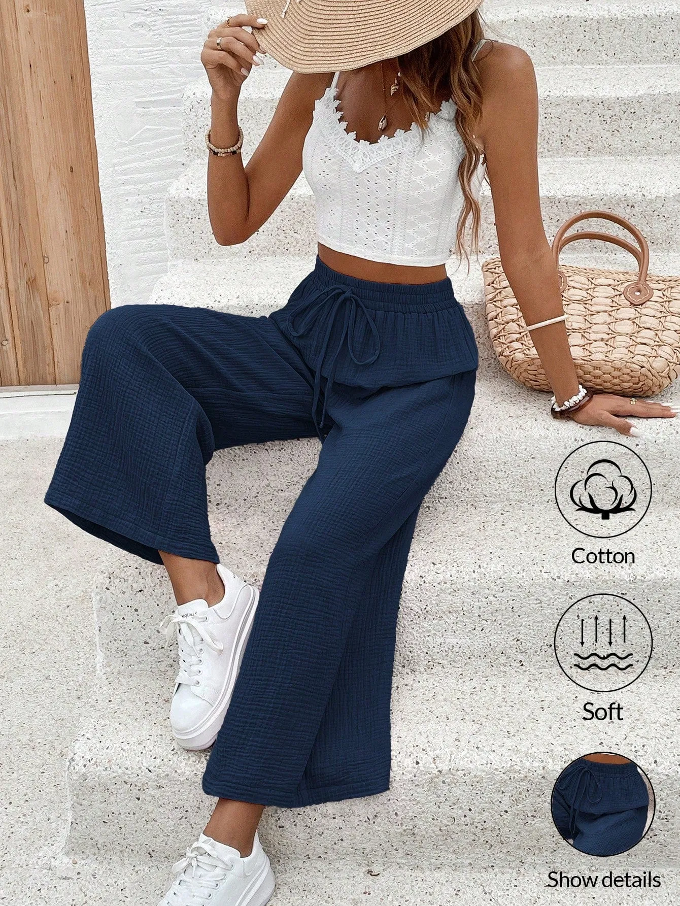 Frenchy Ladies' Solid Color Summer Camisole And Casual Pants Set,Summer Sets,Summer Clothes
