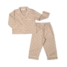 GASPARD |  Beige and Ivory Palm Tree Print Cotton Pyjamas