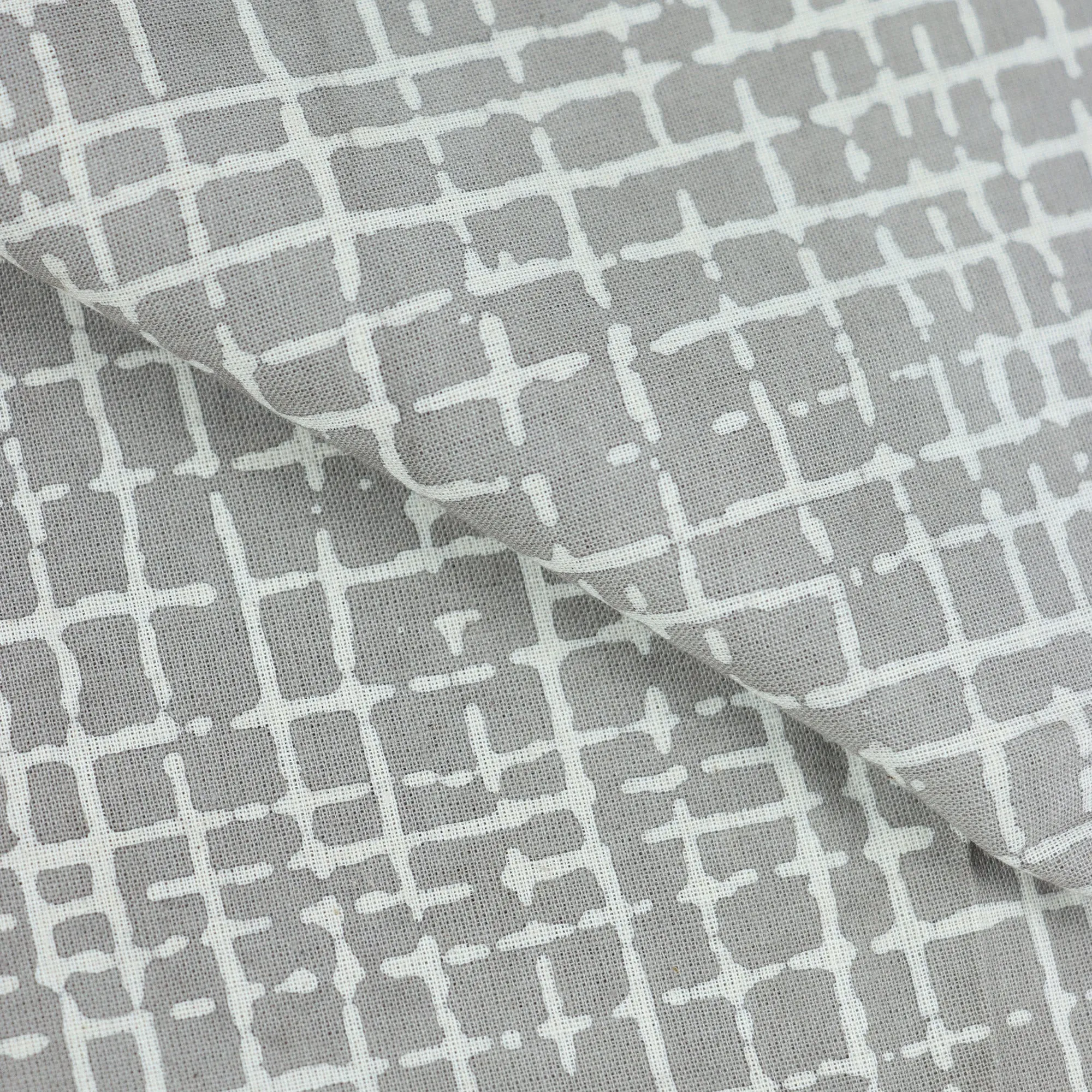 Geometrical Grey Handmade Dabu Print Soft Cotton Fabric