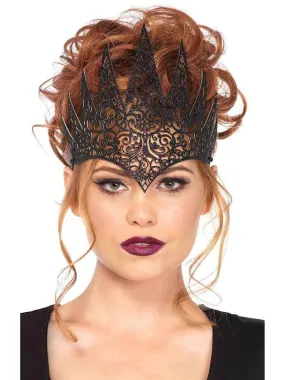 Glittery Black Royal Crown Costume Accessory