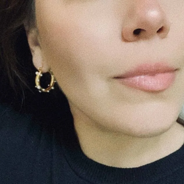 Gold Pearl Hoop Earrings