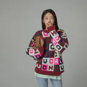 Gotta Let Go Letter Patchwork Sweater