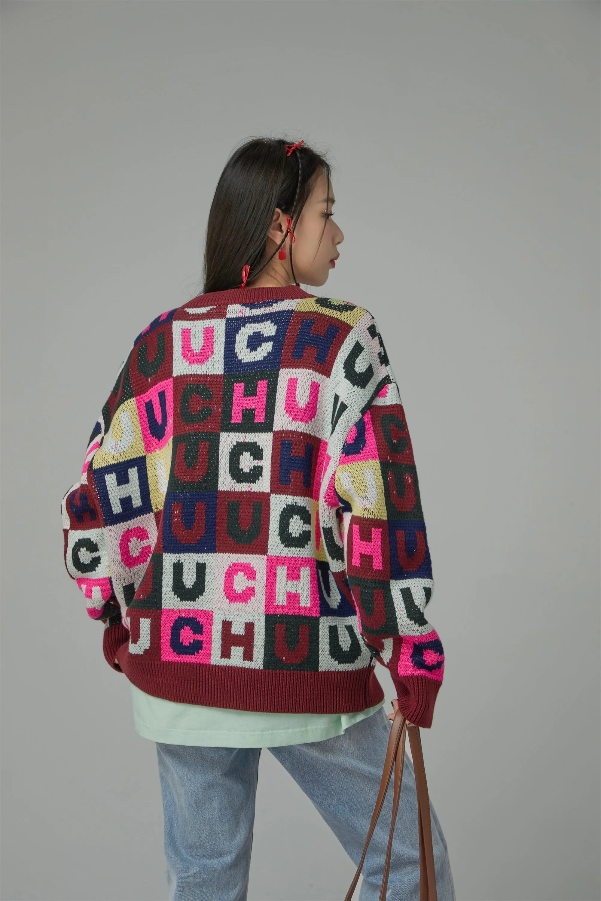 Gotta Let Go Letter Patchwork Sweater