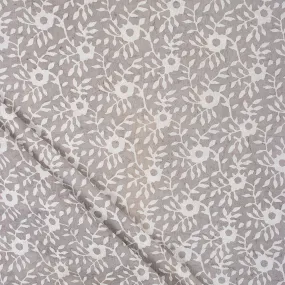 Grey Block Floral Print Dabu Fabric