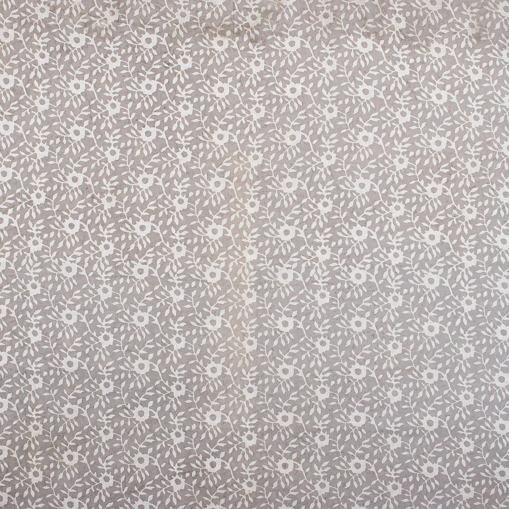 Grey Block Floral Print Dabu Fabric