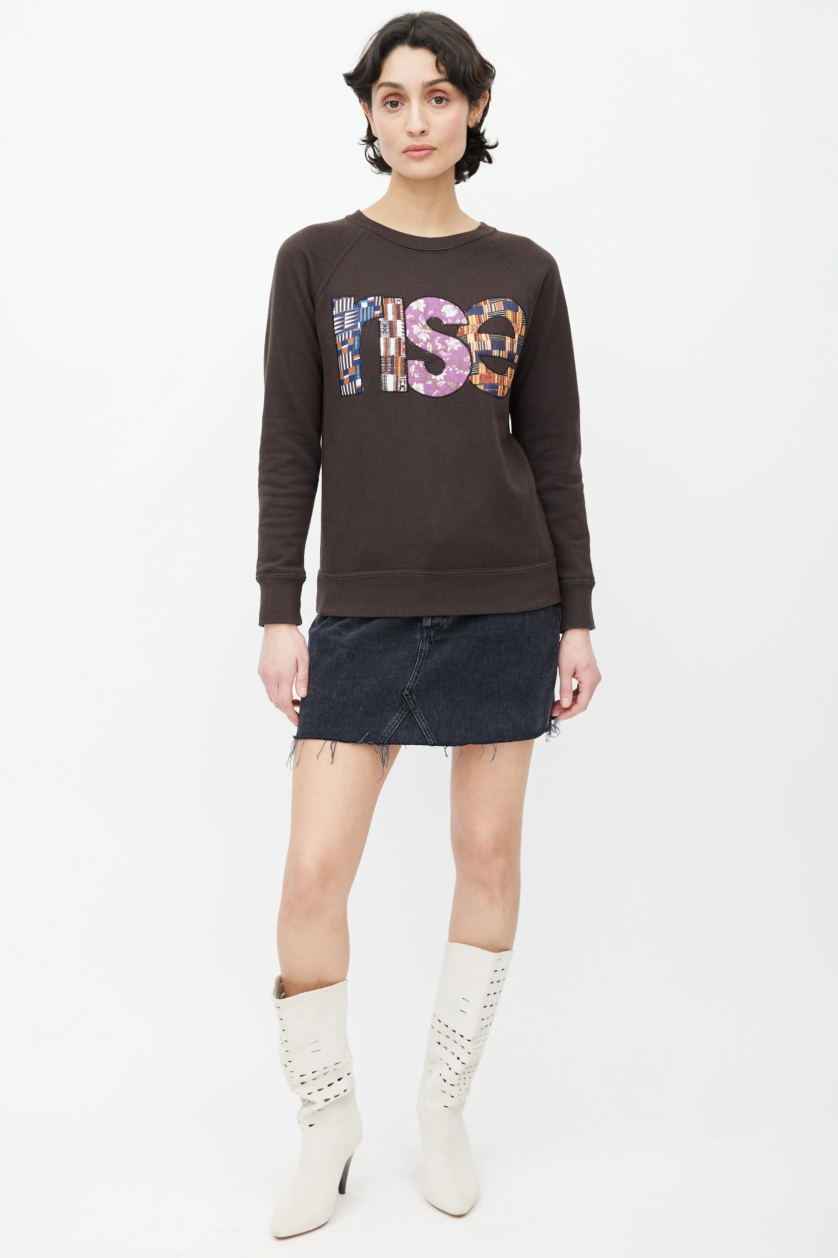 Grey Patchwork Rise Sweater
