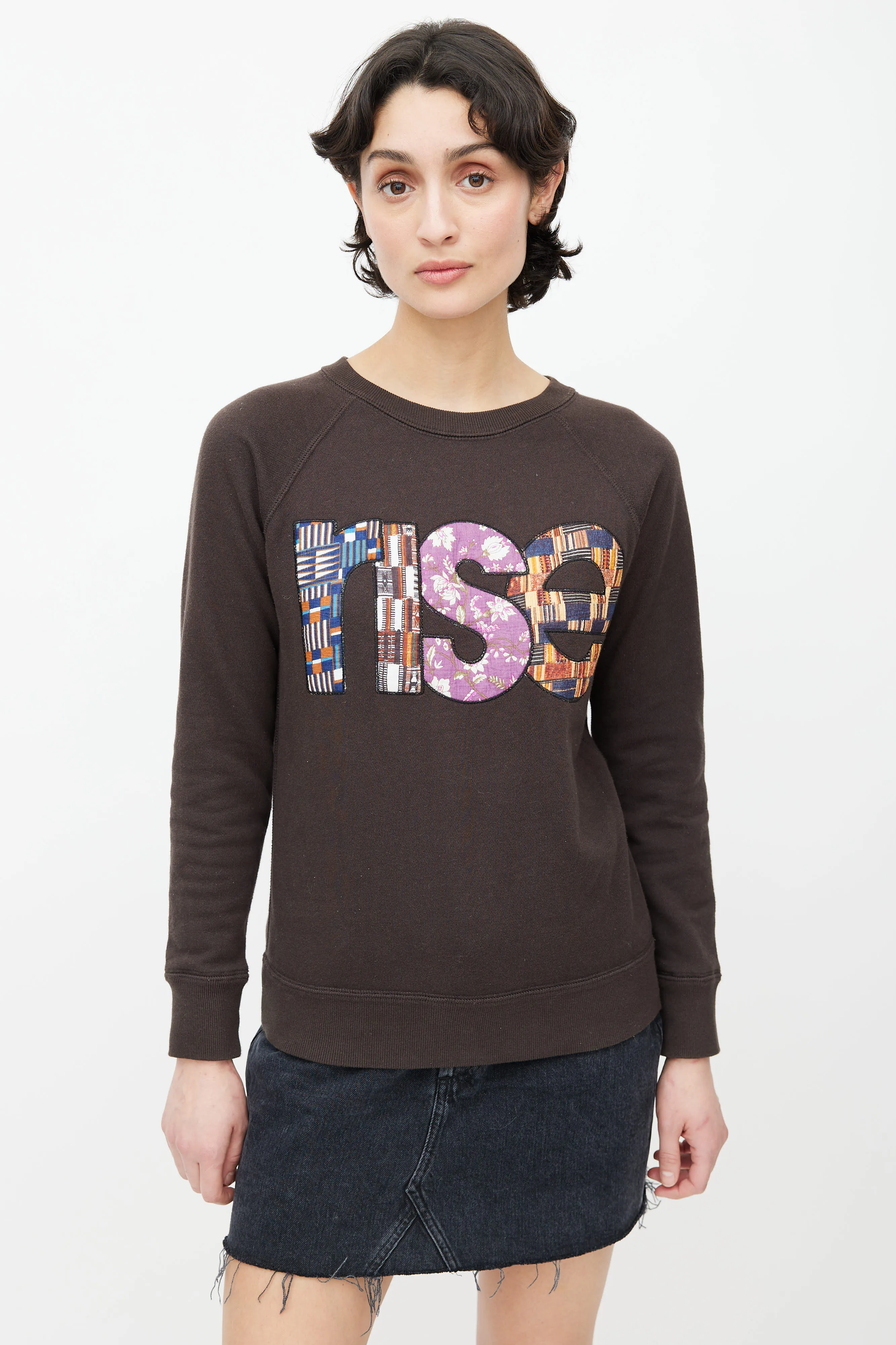 Grey Patchwork Rise Sweater