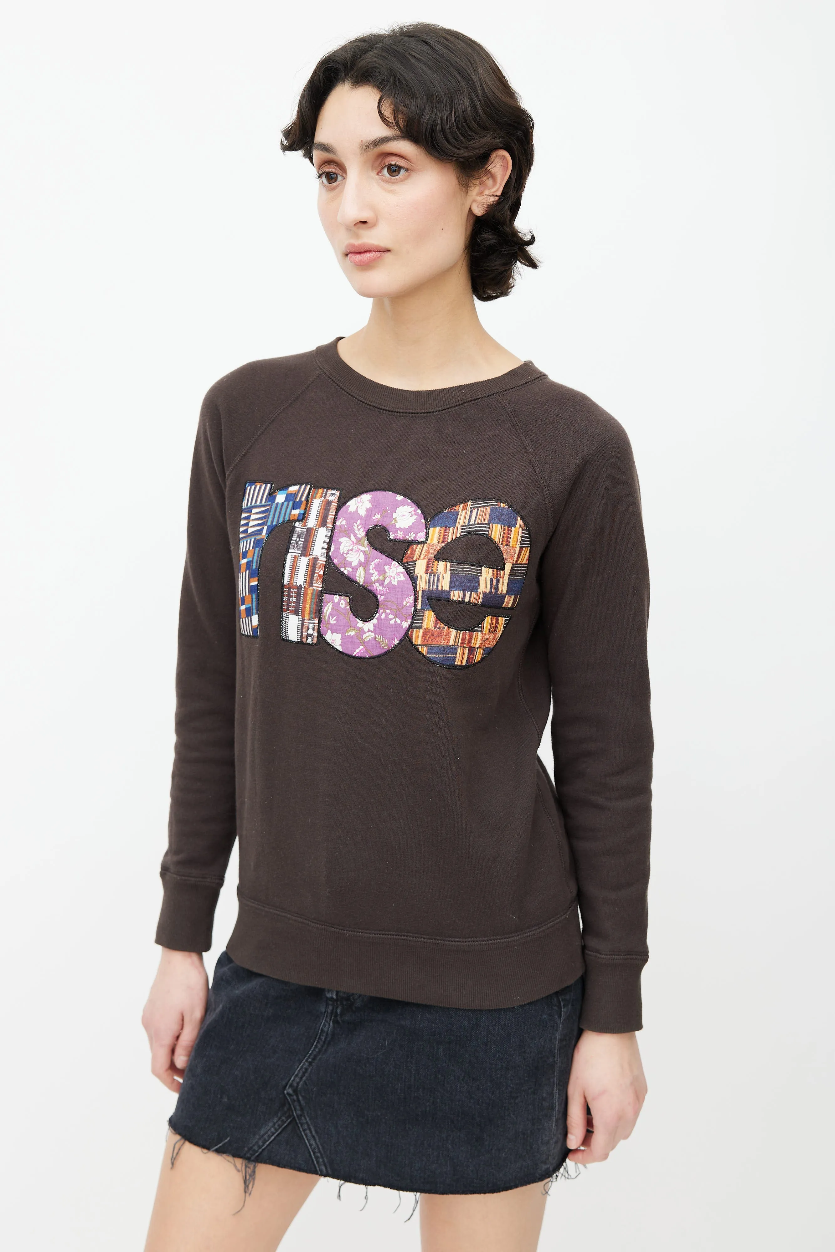 Grey Patchwork Rise Sweater