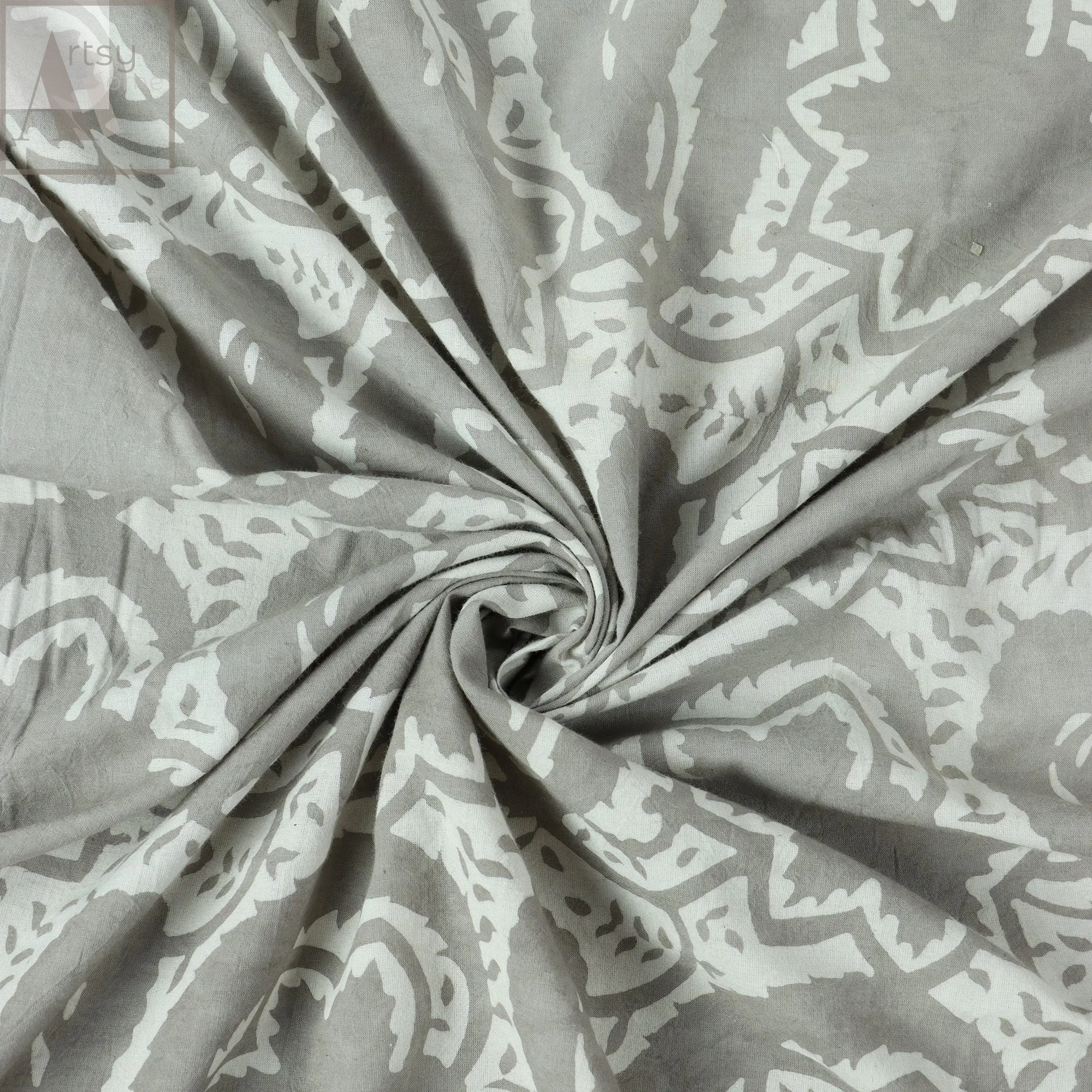 Hand Block Abstract Printed Cotton Fabric