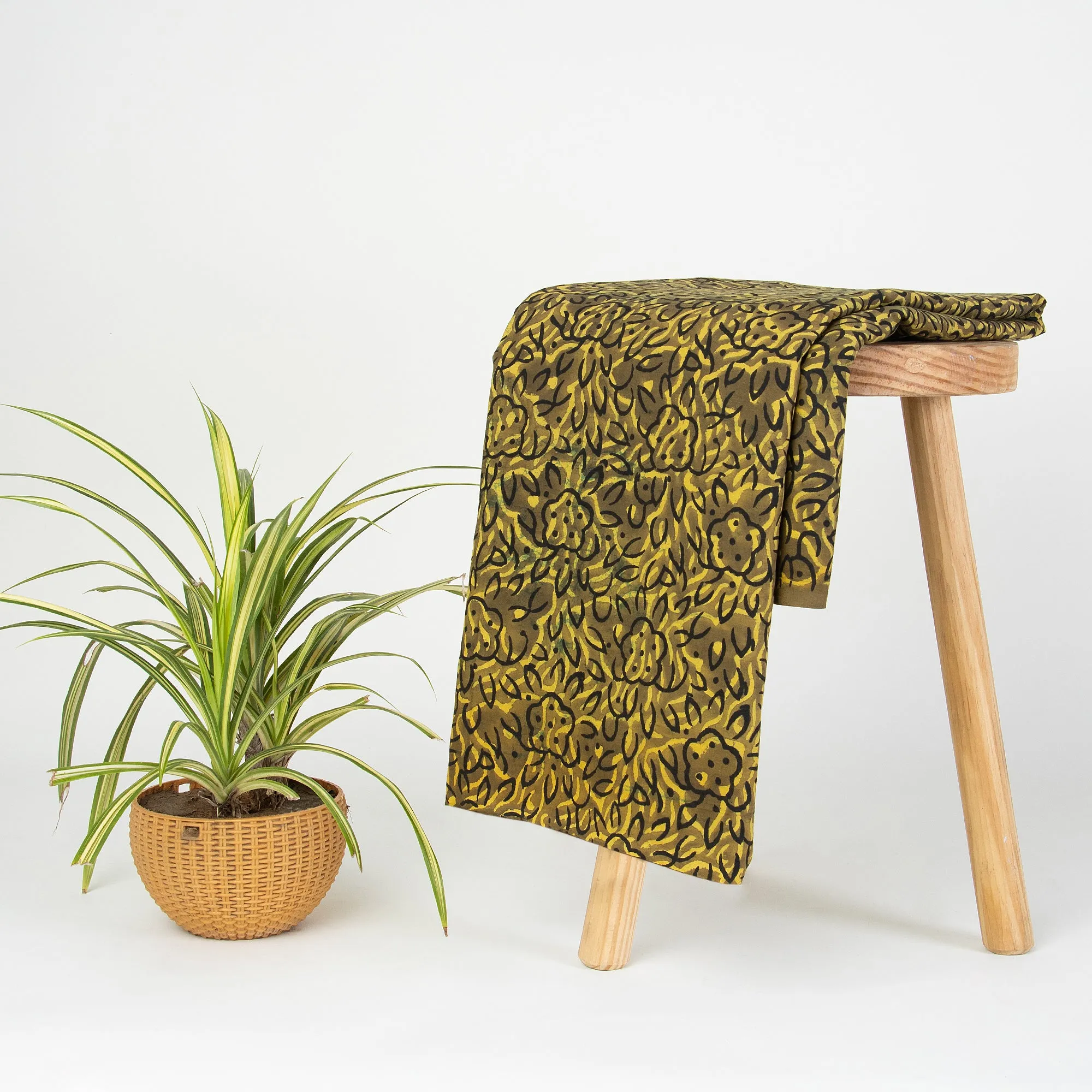Handmade Natural Dyed Floral Dabu Print Fabric