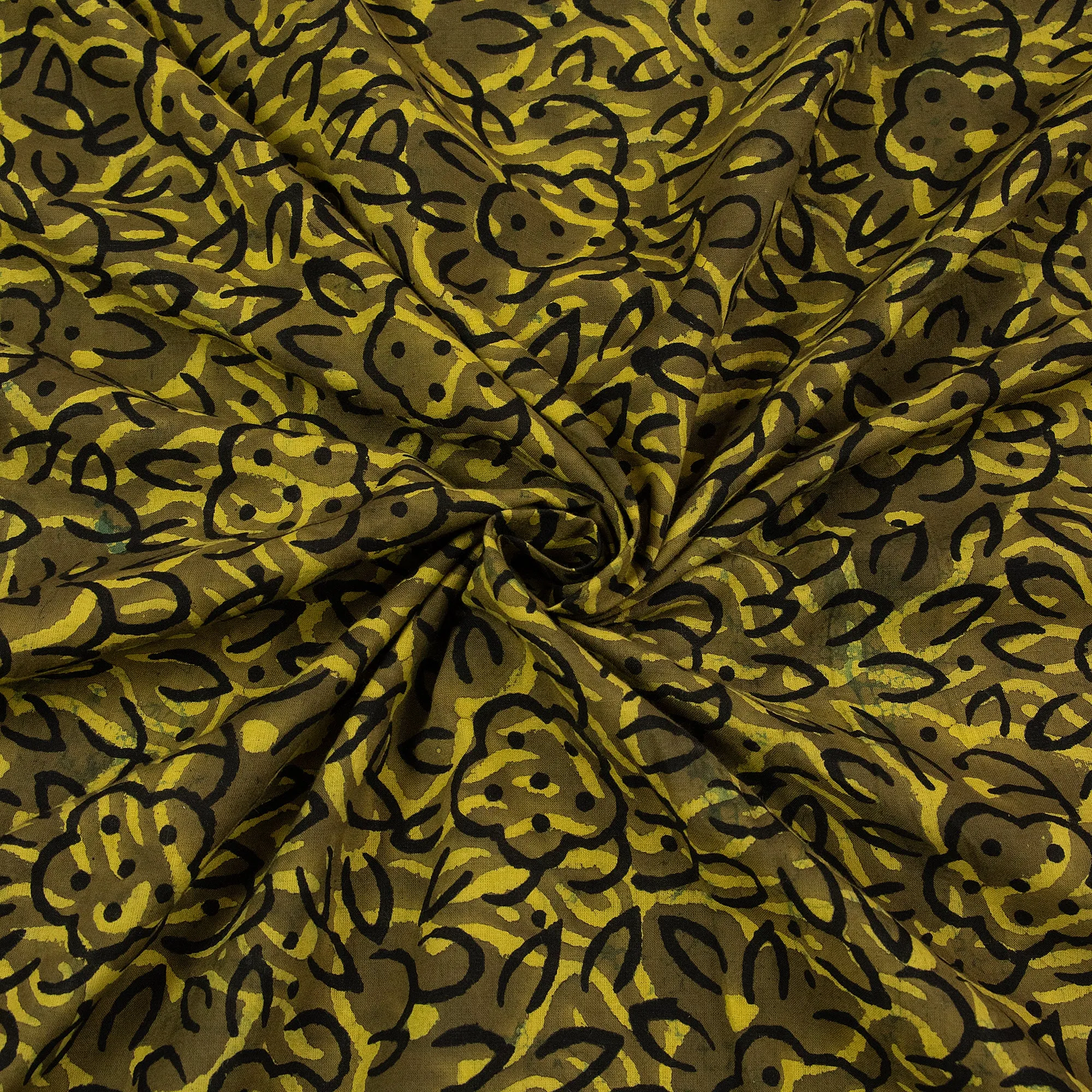 Handmade Natural Dyed Floral Dabu Print Fabric