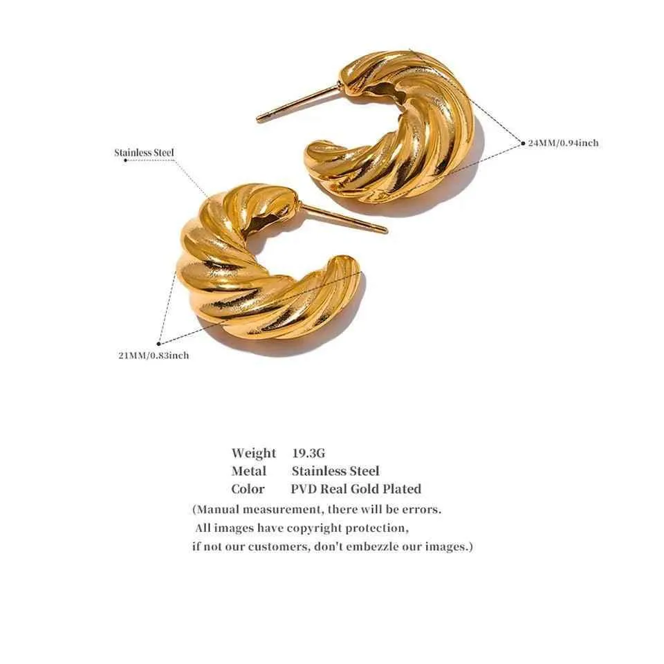 Hoop Earrings Charm Jewelry - C-Shape Twisted - YH2880A